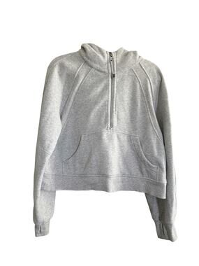 Lululemon Scuba Oversized Half-Zip Hoodie M/L Heathered Light Grey Crop #NE92